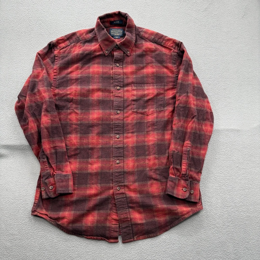 Pendleton Shirt Mens Medium Red Plaid Long Sleeve Mason Flannel Button Up Casual